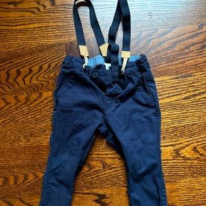 H&M navy dress pants with suspenders - 9-12 months